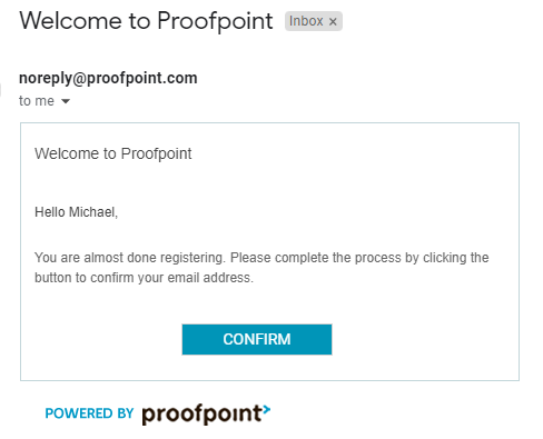 ProofPoint Registration Confirmation