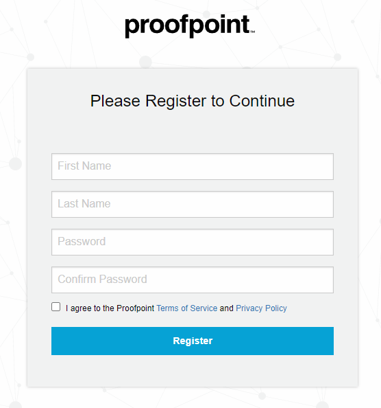 ProofPoint Registration Page