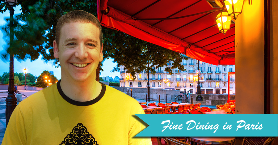 Ben at a cafe in Paris