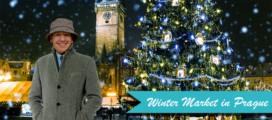 Ben at a winter market in Europe